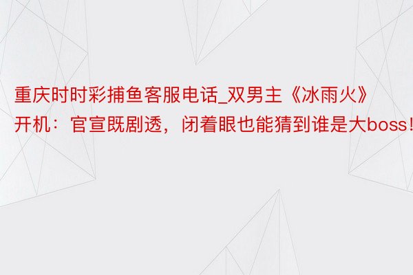 重庆时时彩捕鱼客服电话_双男主《冰雨火》开机：官宣既剧透，闭着眼也能猜到谁是大boss！