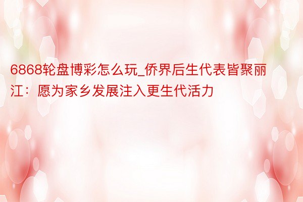 6868轮盘博彩怎么玩_侨界后生代表皆聚丽江：愿为家乡发展注入更生代活力
