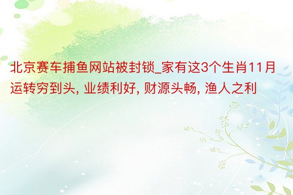 北京赛车捕鱼网站被封锁_家有这3个生肖11月运转穷到头, 业绩利好, 财源头畅, 渔人之利