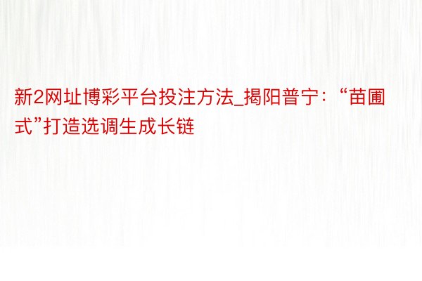 新2网址博彩平台投注方法_揭阳普宁：“苗圃式”打造选调生成长链